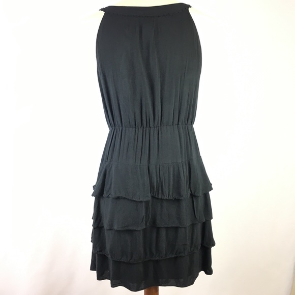 Maeve Anthropologie Ruffle Dress 4 KeyholeBlack - Picture 5 of 6